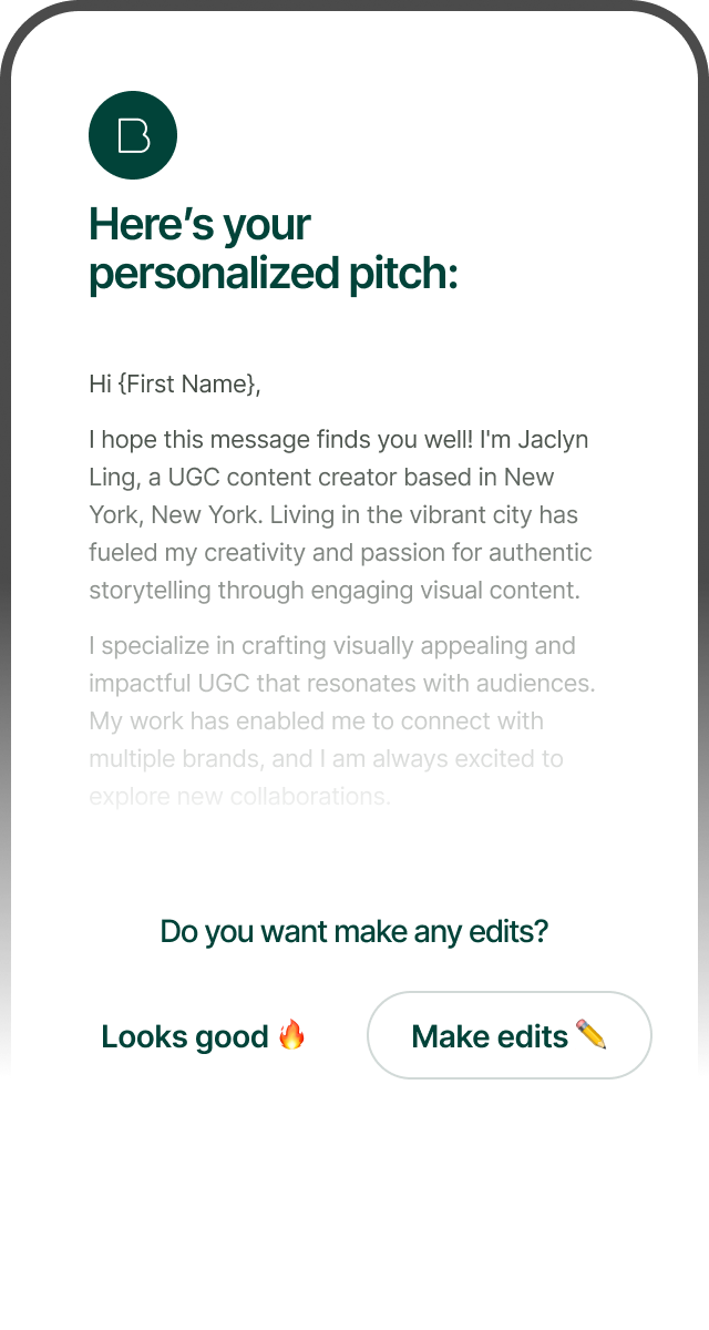 Bento drafting a personalized pitch email