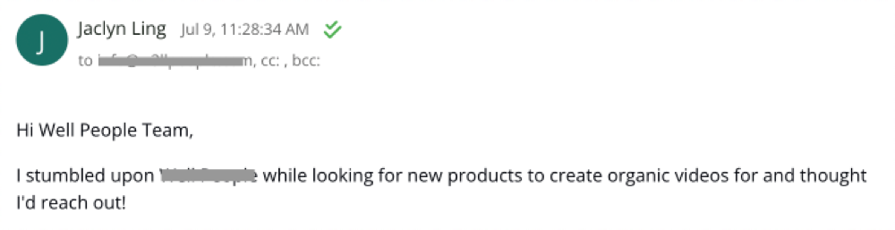 Pitch email screenshot